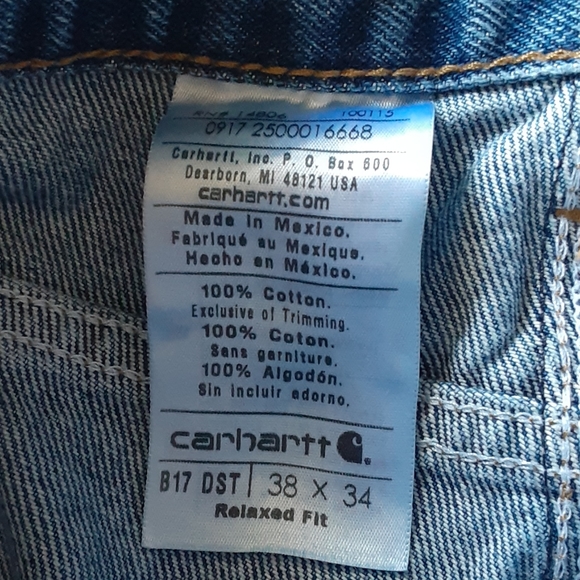 Carhartt Mens 38×34 Relaxed Fit Denim Jeans - Picture 3 of 3